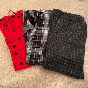 Bundle 3 womens small/xs flannel pants gently worn